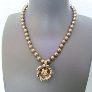 Nolan Miller Pearl Champagne Flower Necklace